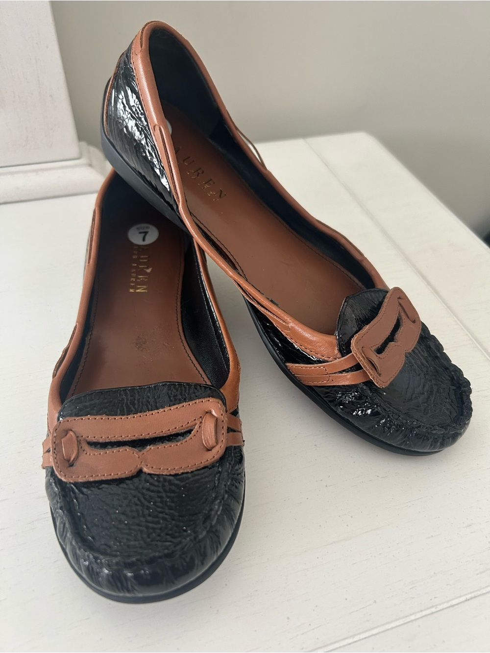 Lauren Ralph Lauren Black and Brown Loafers Driving Loafers